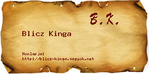 Blicz Kinga névjegykártya